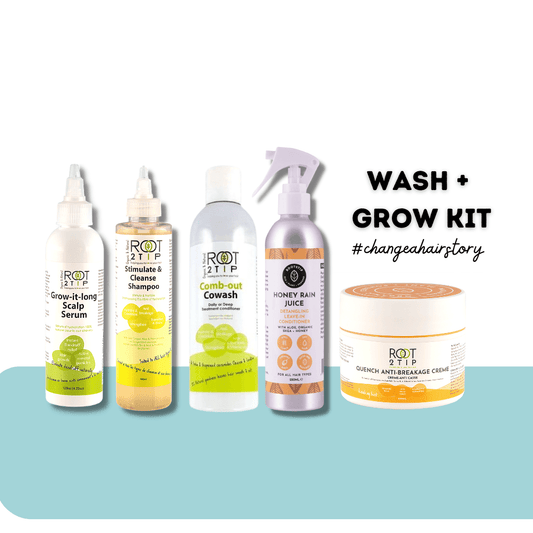 Root2Tip WASH & Grow Kit — 5-Product Hair Health Reset for Afro & Curly Hair