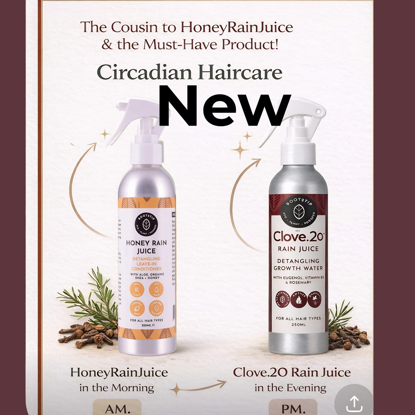 Root2Tip CLOVE2O Rain Juice — Leave-In Conditioner & Detangler for Afro & Curly Hair