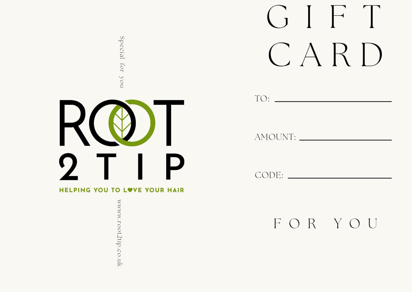Root2Tip E-Gift Card — Digital Gift Voucher for Natural Hair Care