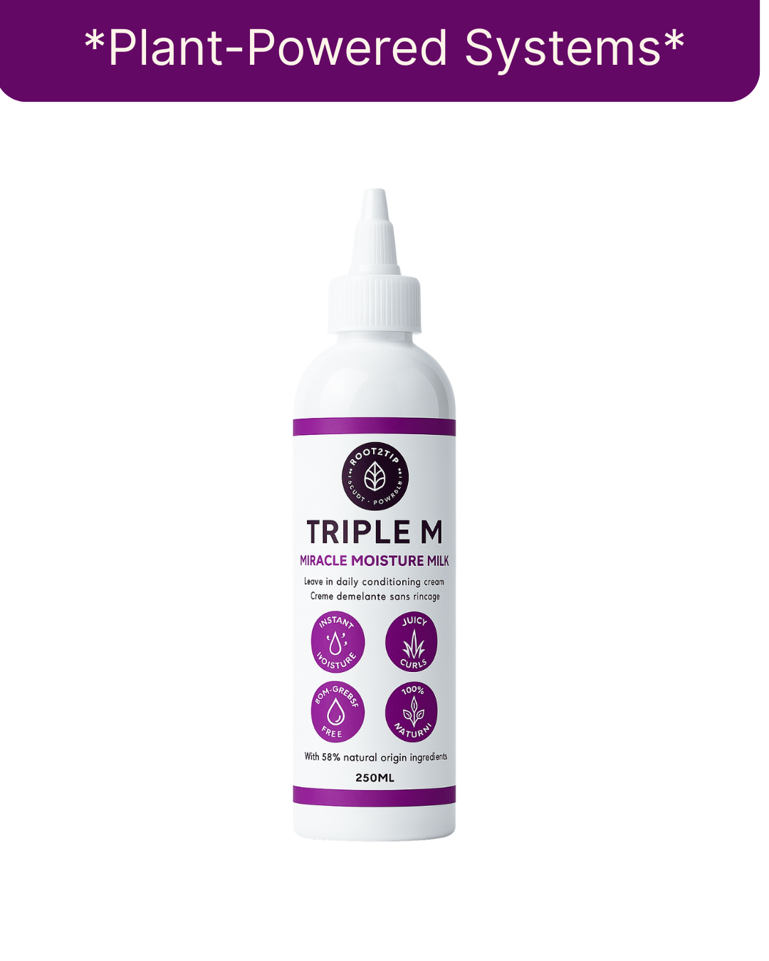 Root2Tip Triple M Miracle Moisture Milk — Leave-In Conditioning Creme for Afro & Curly Hair